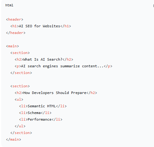 ကောင်းမွန်တဲ့ Page Layout ဥပမာ header, main, section tags များဖြင့် တည်ဆောက်ထားပုံ